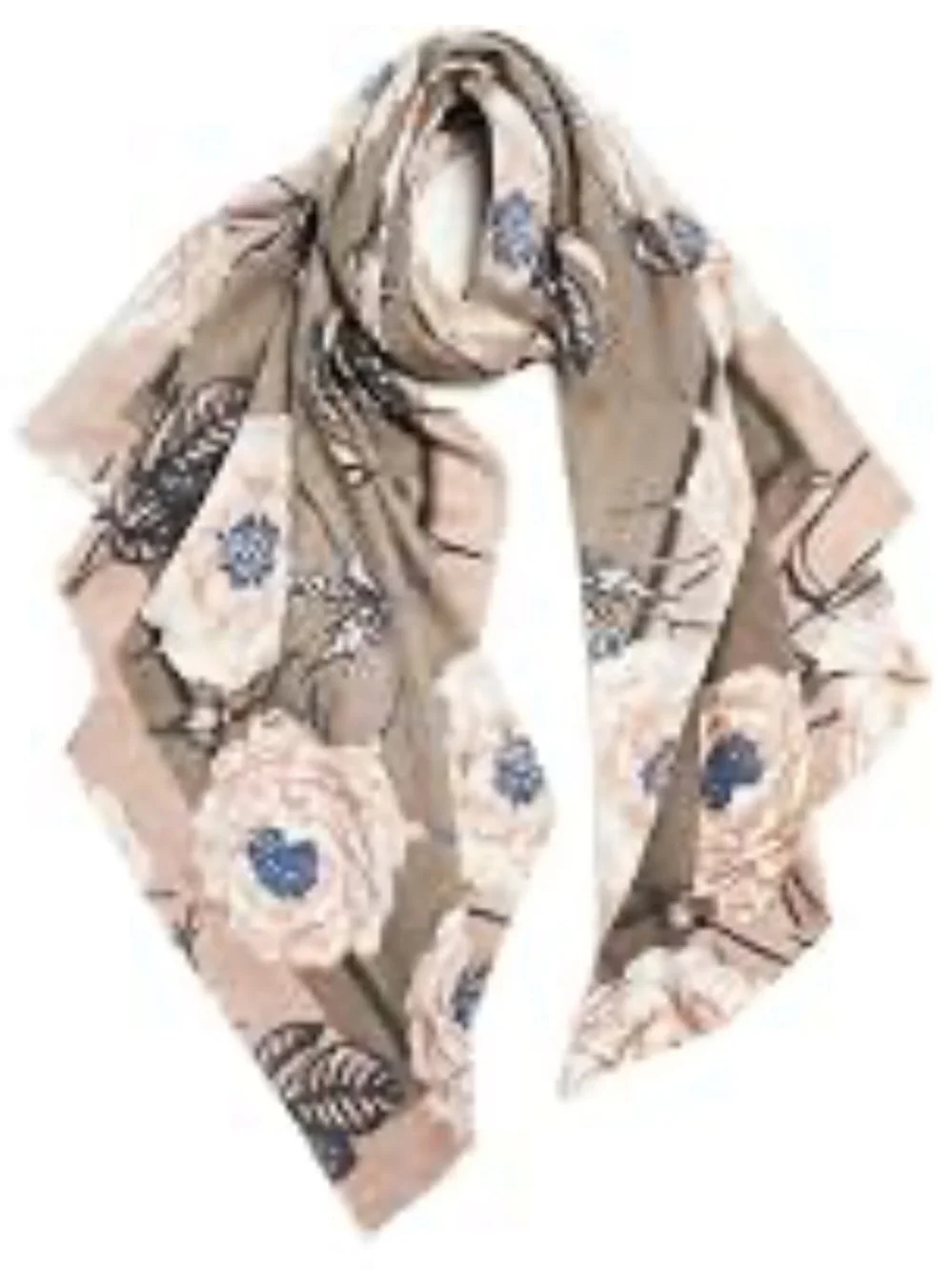 LOOK Cashmere Brand Grey and Pink Floral Scarf